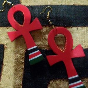 Ankh Wooden Earrings